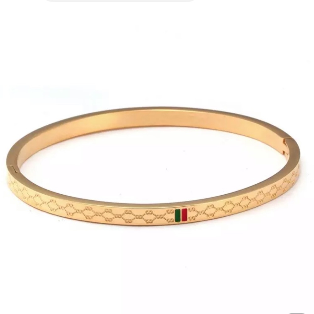 Gold Love Red and Green Bangle